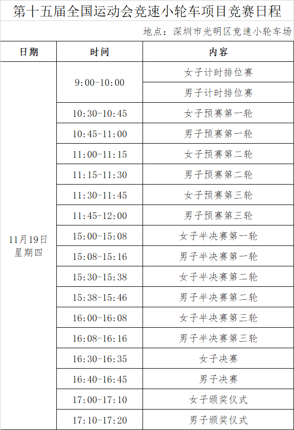 2025深圳全运会9大赛事赛程表汇总!